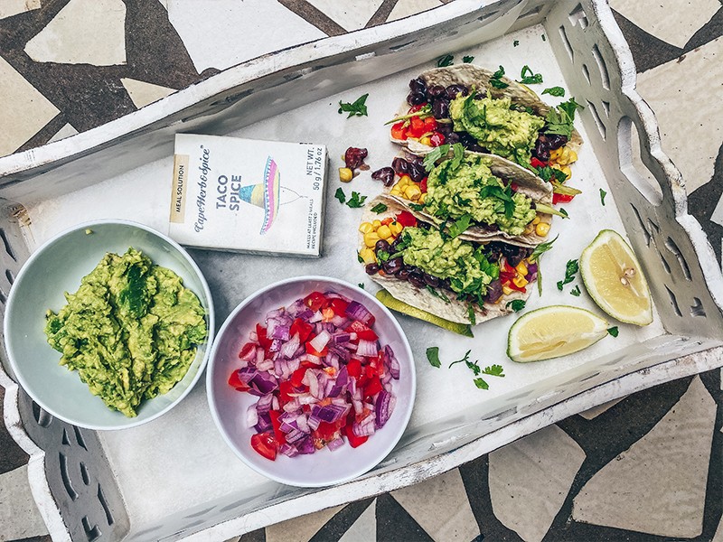 BLACK BEAN & SMASHED AVO TACO'S